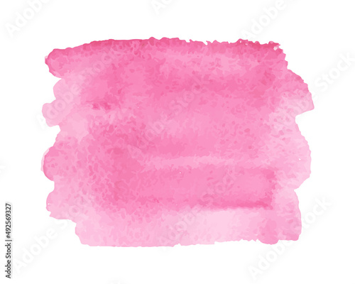 Watercolor pink stain with texture on white background. Design element for cards, banners, flyers and web elements. Vector