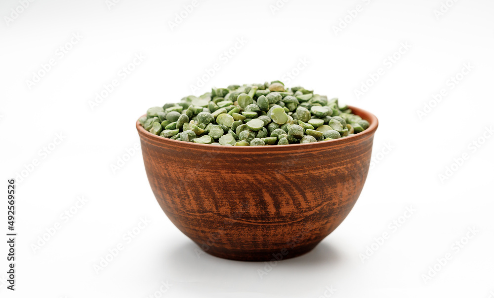 Green pea groats isolated on a white background. High quality photo Green pea groats isolated on a white background. High quality photo