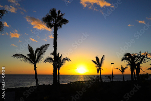 The  Anfi del mar  Beach in Sunset  Gran Canaria - Spain