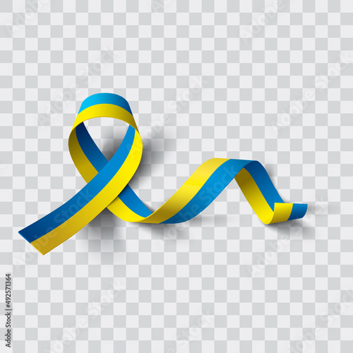 Ukraine ribbon flag. Mourning ribbon flag. Vector illustration.