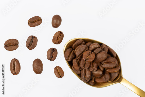 coffee grains on a white background © noowans