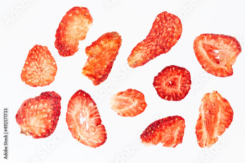 dried strawberries close-up on a white background