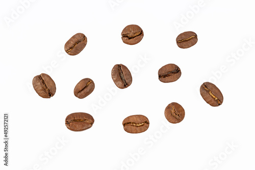coffee grains on a white background