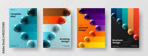 Isolated book cover vector design template bundle. Modern 3D spheres company brochure illustration collection.