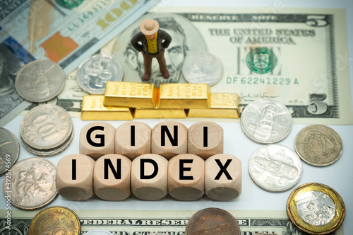 фотографія Gini index, or Gini coefficient, measures income distribution across a population