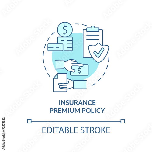 Insurance premium policy turquoise concept icon. Financial coverage component abstract idea thin line illustration. Isolated outline drawing. Editable stroke. Arial, Myriad Pro-Bold fonts used