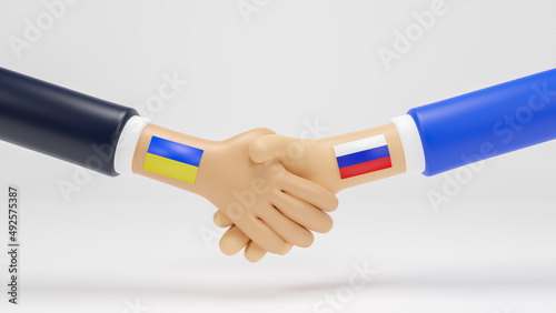 Obraz na plátně Handshake Ukraine and Russia, agreements peace between russia and ukraine, say n