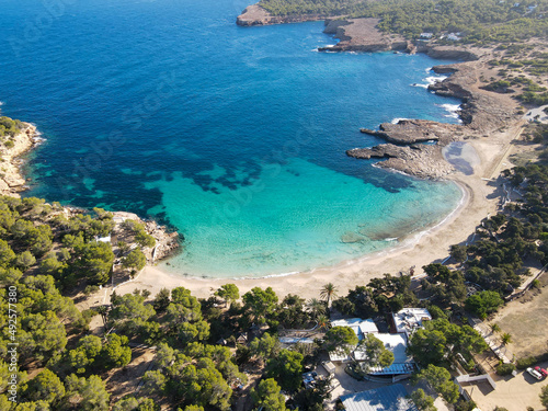 Fototapeta Naklejka Na Ścianę i Meble -  Cala Bassa boasts some of the clearest water you’ll ever see in the beaches in Ibiza