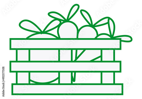 Icono verde de una caja de fruta y verdura.