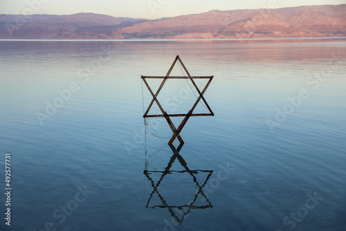 The Star of David known in Hebrew as the Shield of David or Magen David, taken on the dead sea. High quality photo