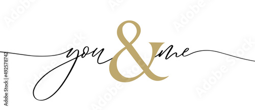 You and me - minimalistic lettering poster design vector.