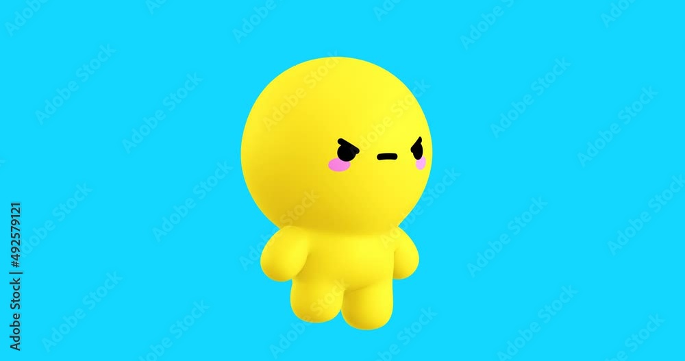 Funny Looped cartoon kawaii character. Cute emotions and move animation. 4k video Funny Looped cartoon kawaii character. Cute emotions and move animation. 4k video