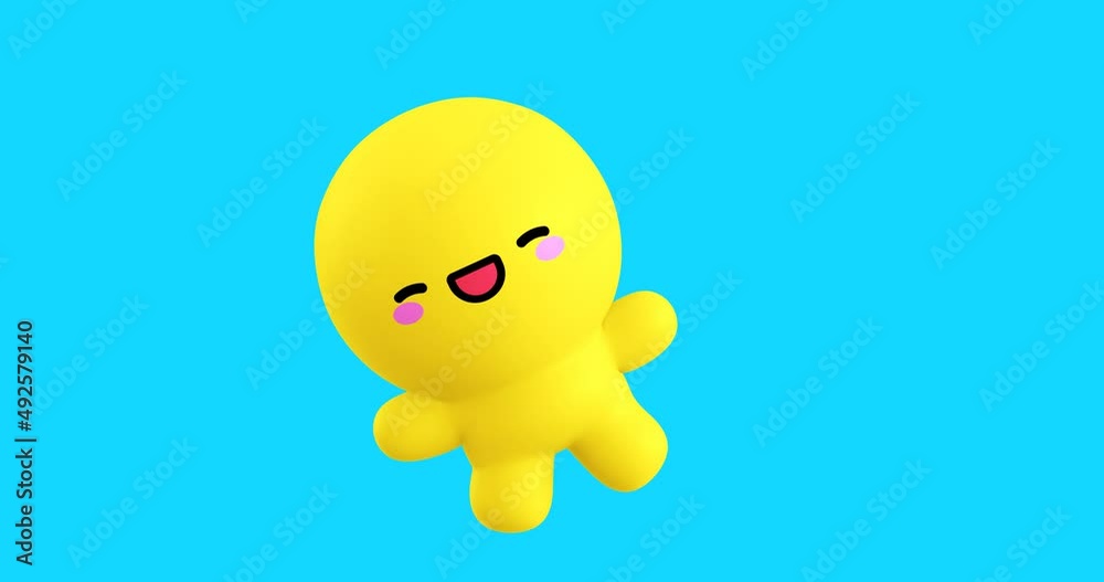 Funny Looped cartoon kawaii character. Cute emotions and move animation. 4k video Funny Looped cartoon kawaii character. Cute emotions and move animation. 4k video