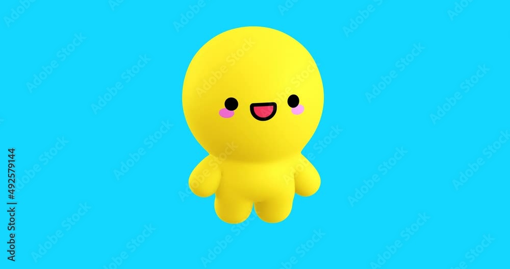 Funny Looped cartoon kawaii character. Cute emotions and move animation. 4k video Funny Looped cartoon kawaii character. Cute emotions and move animation. 4k video