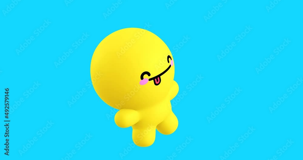 Funny Looped cartoon kawaii character. Cute emotions and move animation. 4k video Funny Looped cartoon kawaii character. Cute emotions and move animation. 4k video