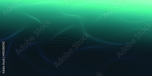 Abstract blue background wavy colored stripes