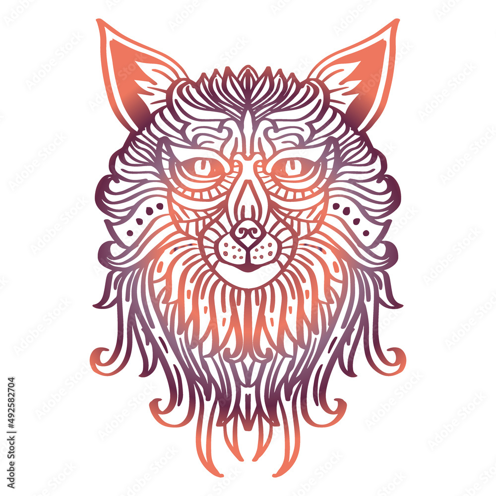 Fototapeta premium Zentangle wolf drawing Hand drawing illustration.