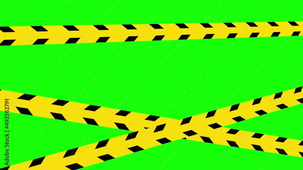 Animated Barricade Tape Arrow Cut Lines 4K Animation, Green Background ...