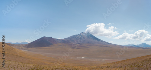 Stunning view of the high altitude plateau  altiplano  in the Atacama desert  Chile  near the borders with Bolivia and Argentina