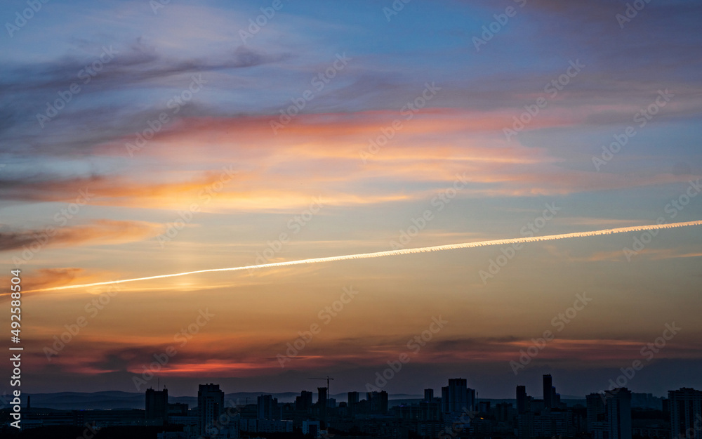 Sunset over the hills in clear weather gorizon Sunset over the hills in clear weather gorizon