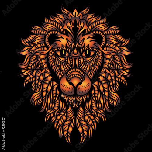 Gold Zentangle Lion. Mandala drawing  Lion mandala  Doodle art designs