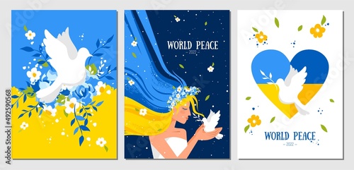 A set of postcards dedicated to Ukraine. World peace. No war