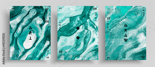 Abstract acrylic placard, fluid art vector texture pack. Beautiful background that can be used for design cover, invitation, presentation and etc. Backdrop similar to the landscape of the earth.