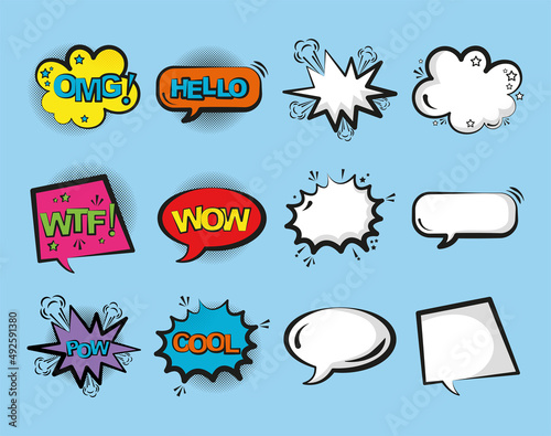 pop art bursts set