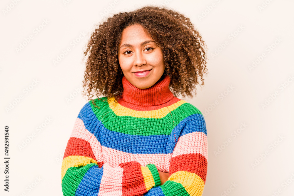 Young African American woman portrait isolated on white background Young African American woman portrait isolated on white background