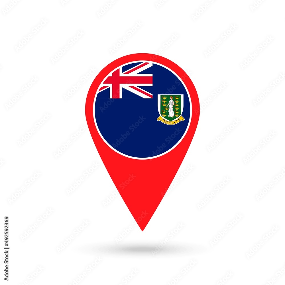 Map pointer with country Virgin Islands. Virgin Islands flag. Vector illustration. Map pointer with country Virgin Islands. Virgin Islands flag. Vector illustration.