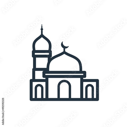 Vector islamic mosque icon isolated on white background from religious collection.  Symbol design for web, design and mobile.  Vector illustration