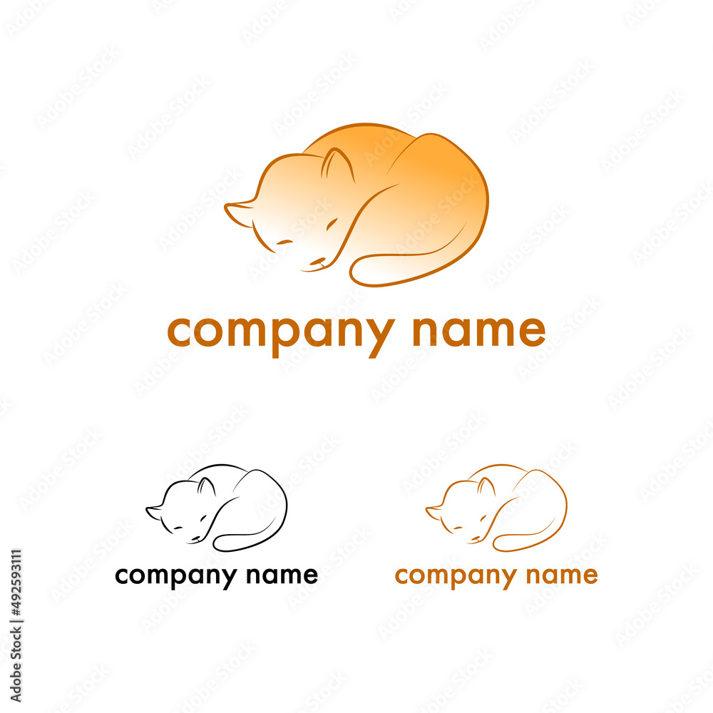 fat pretty cartoon ginger cat lying with pet shop lettering in hand. Logo icon design template. Abstract concept for pet shop or veterinary. fat pretty cartoon ginger cat lying with pet shop lettering in hand. Logo icon design template. Abstract concept for pet shop or veterinary.