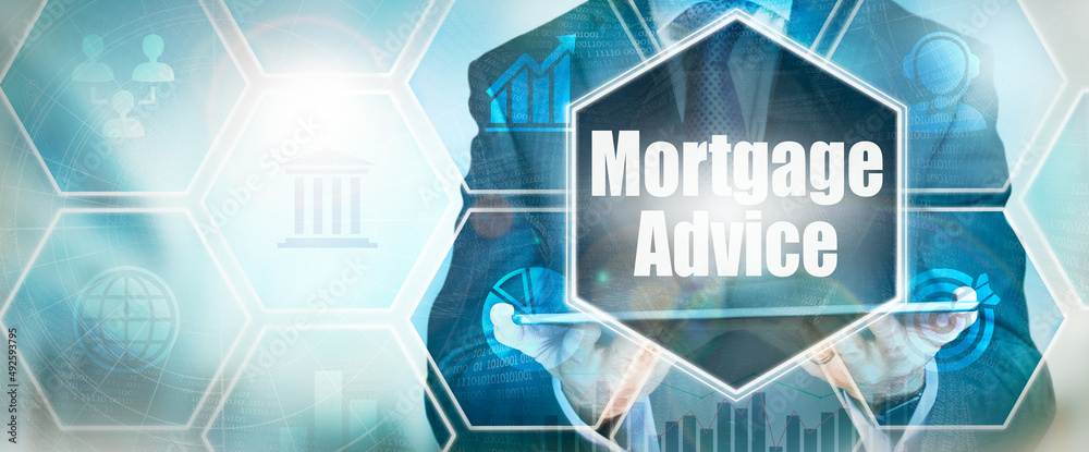 A Mortgage Advice business word concept on a futuristic blue display. A Mortgage Advice business word concept on a futuristic blue display.