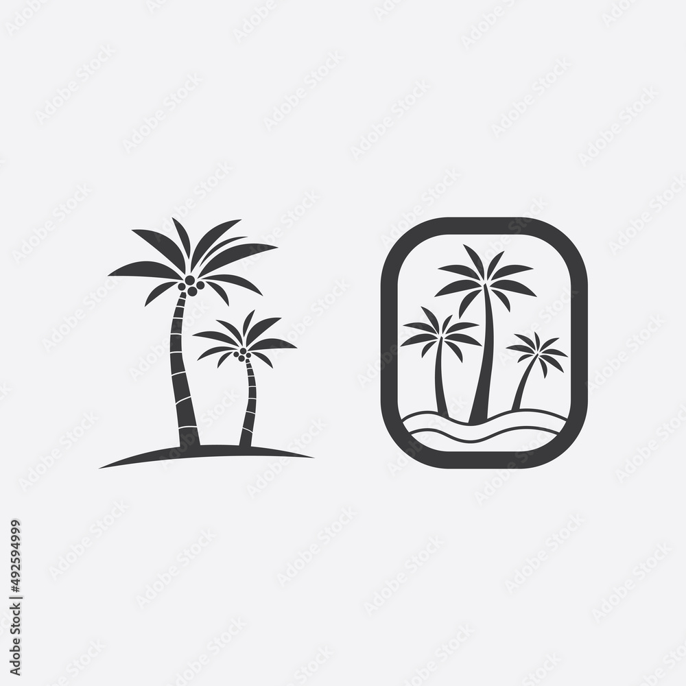 Palm tree summer logo template vector design illustration