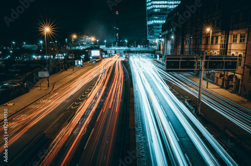 Long Exposure Light Trails of City Cars at Night