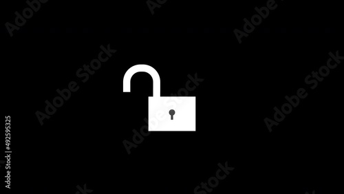Video 4K 60fps show an animated motion graphic padlock icon from locked to unlock the business security and accessibility of locked sensitive data. photo