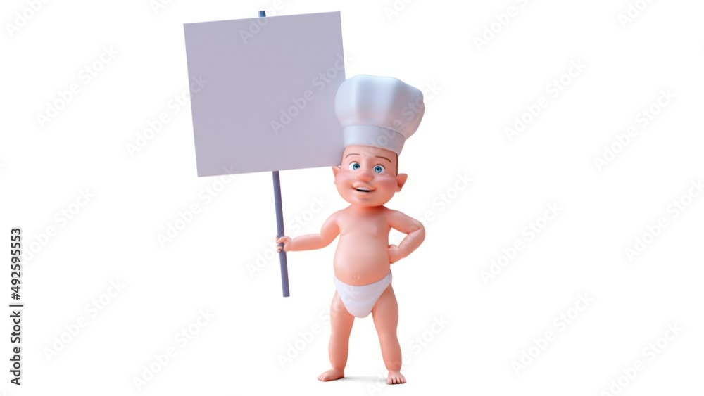 Fun 3D cartoon of a baby chef Fun 3D cartoon of a baby chef