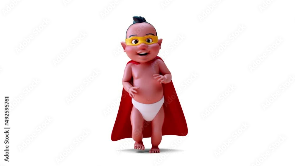 Fun 3D cartoon of a baby jumping Fun 3D cartoon of a baby jumping