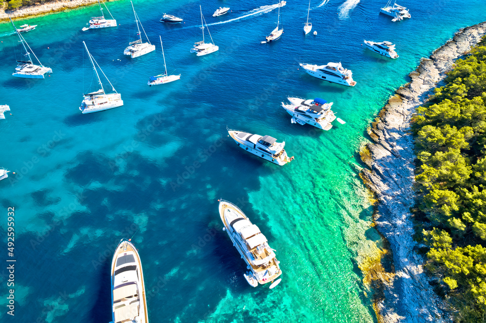Palmizana bay on Pakleni Otoci islands turquoise yachting destination view