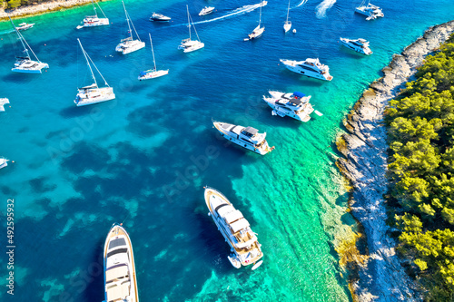 Palmizana bay on Pakleni Otoci islands turquoise yachting destination view