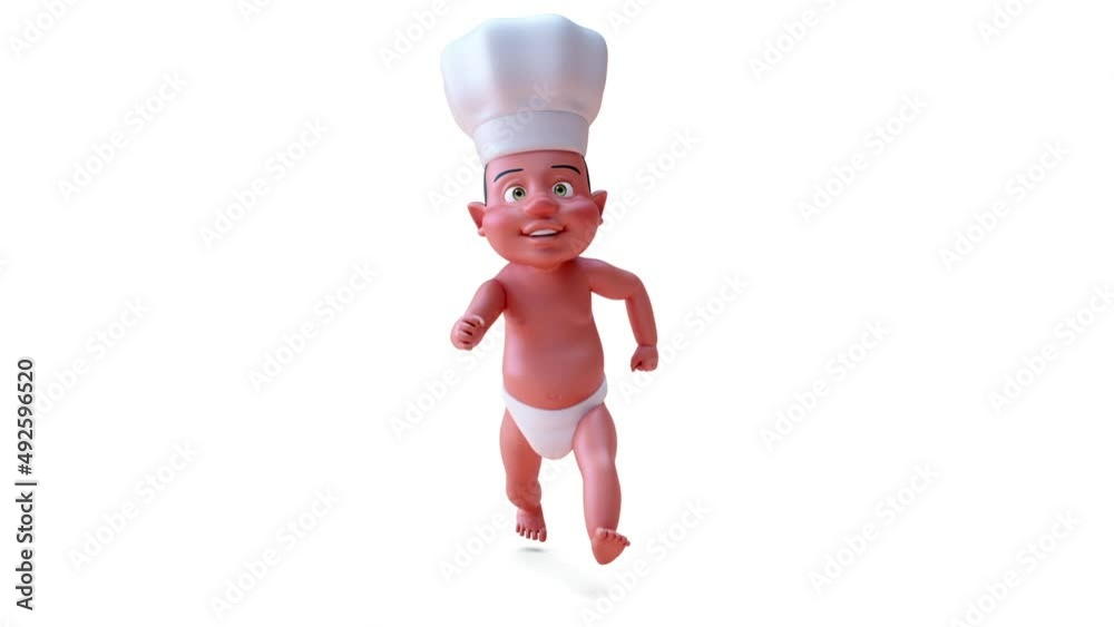 Fun 3D cartoon of a baby chef