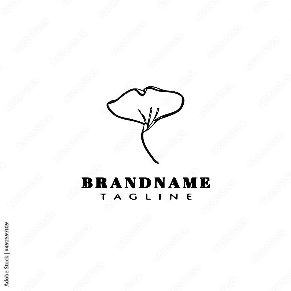 ginko leaf logo cartoon icon design template black isolated vector illustration ginko leaf logo cartoon icon design template black isolated vector illustration