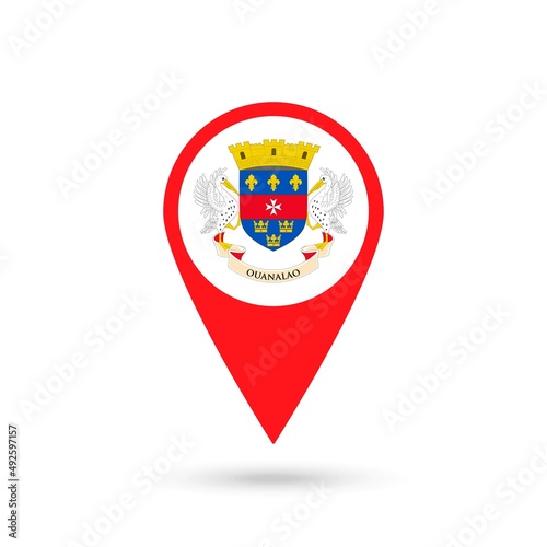 Free Download Map pointer with country Saint Barthelemy. Saint Barthelemy flag. Vector illustration. - GFXLoad