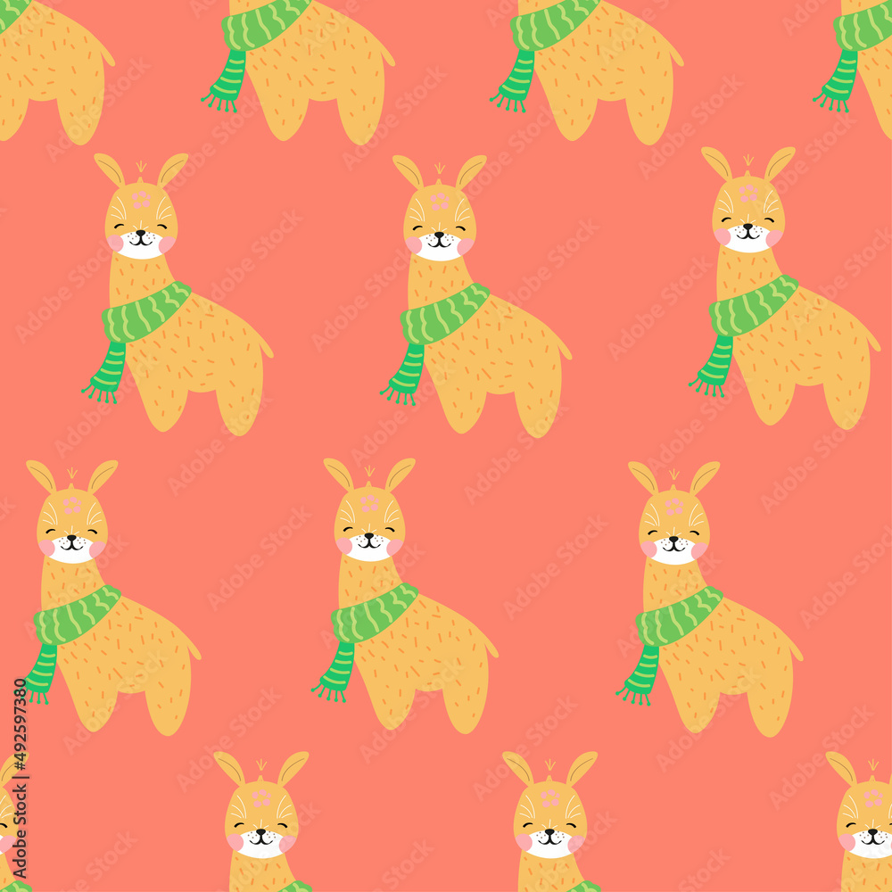 Fototapeta premium vector seamless pattern with cute cartoon animals