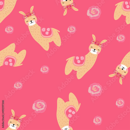 vector seamless pattern with cute cartoon animals © Deell