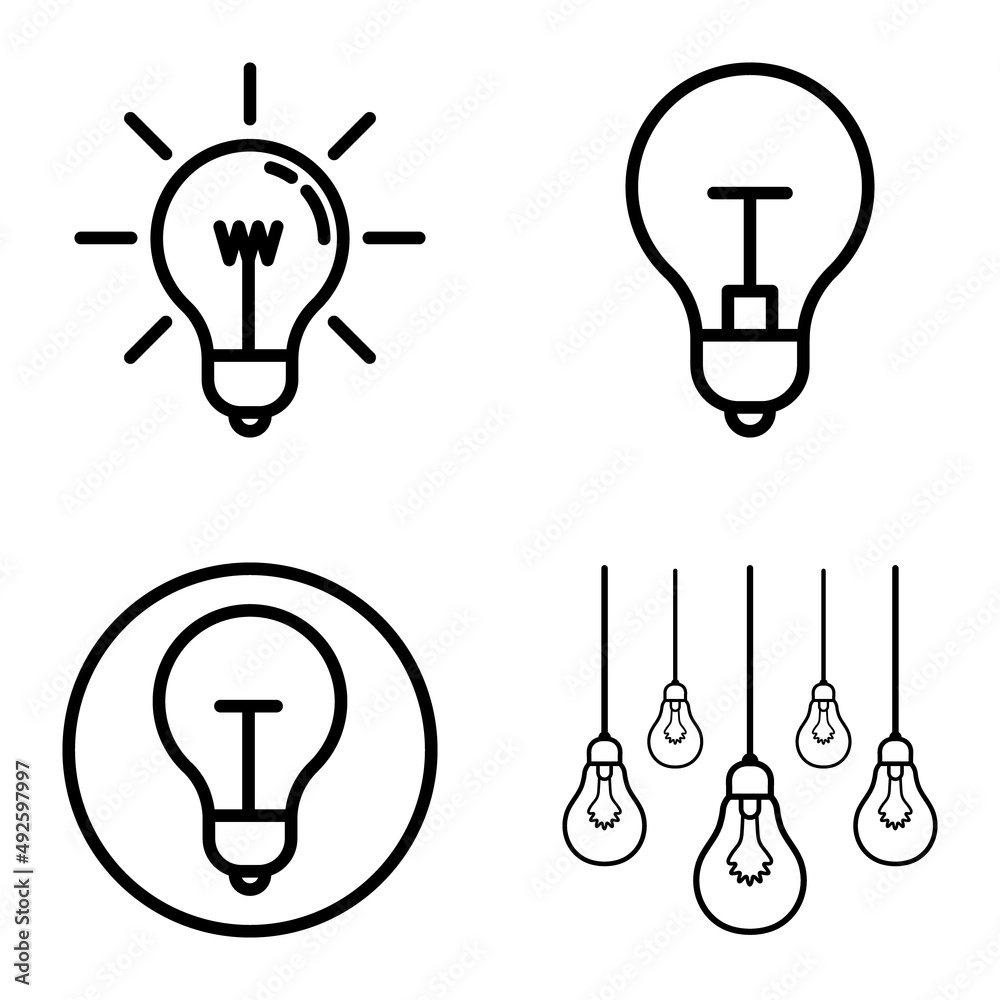 Lightbulbs1-3 Flat Icon Set Isolated On White Background Lightbulbs1-3 Flat Icon Set Isolated On White Background