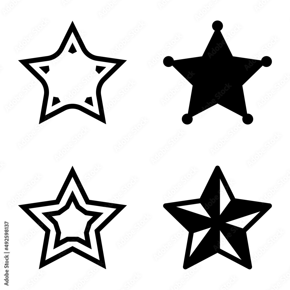 Stars Flat Icon Set Isolated On White Background Stars Flat Icon Set Isolated On White Background