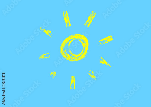 Strahlende Sonne am blauen Himmel, Vektorillustration
