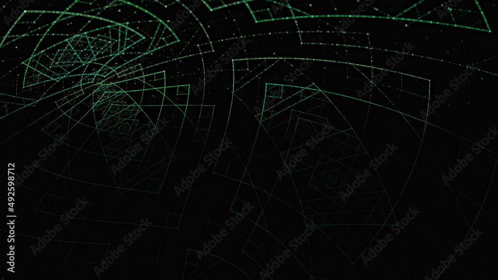 3d effect - abstract green geometric pattern