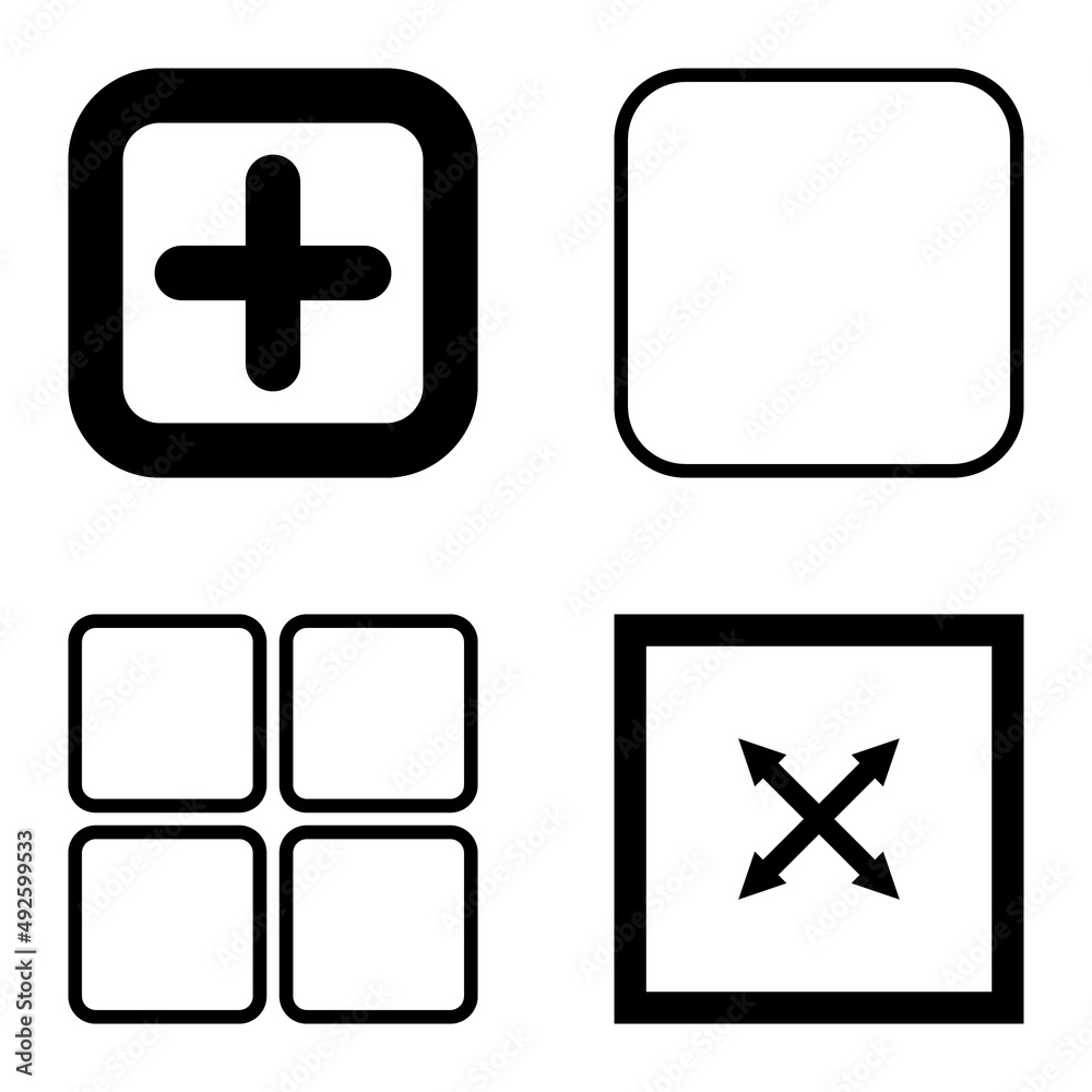 Obraz premium Square Flat Icon Set Isolated On White Background